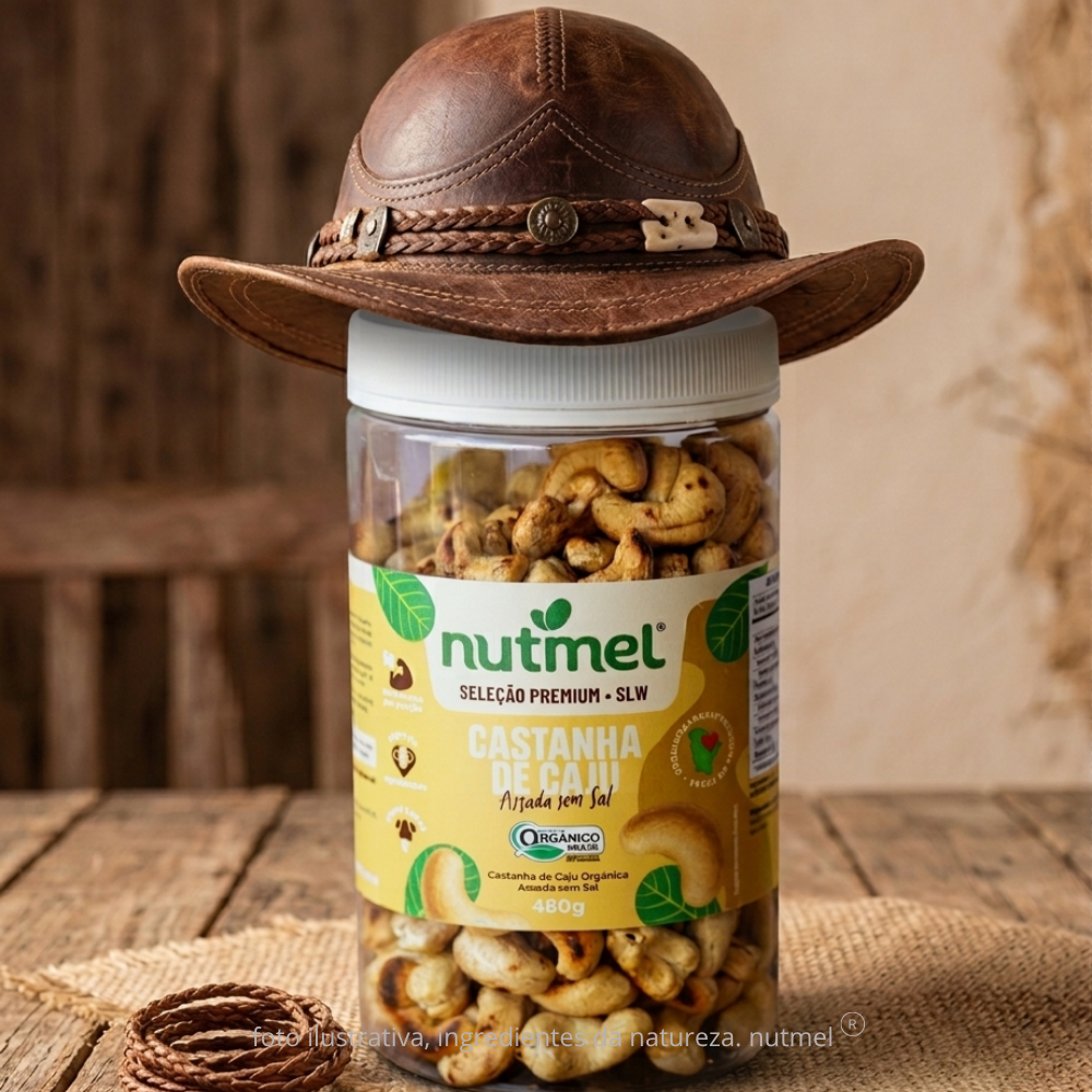 Castanha caju premium orgânica slw assada sem sal pote 480g