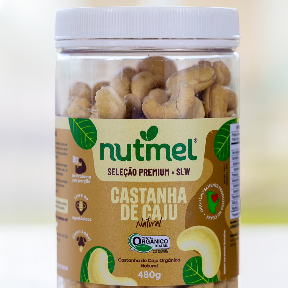 Castanha caju premium orgânica slw natural pote 480g