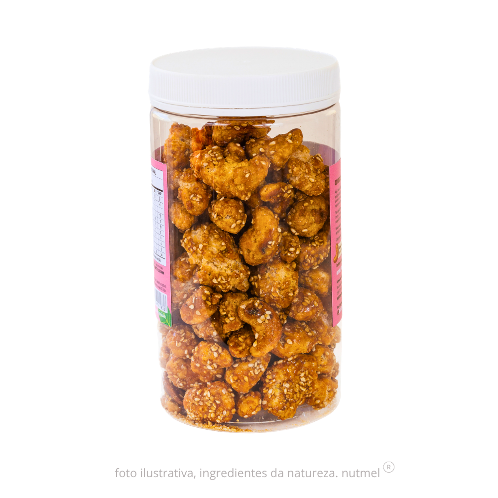 Castanha de caju orgânica caramelizada pote 480g