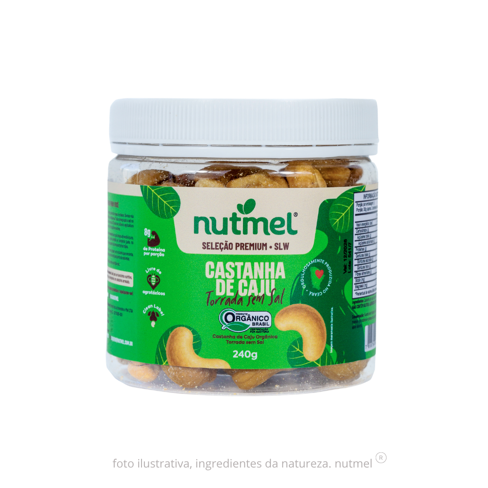Castanha caju premium orgânica slw torrada sem sal pote 240g