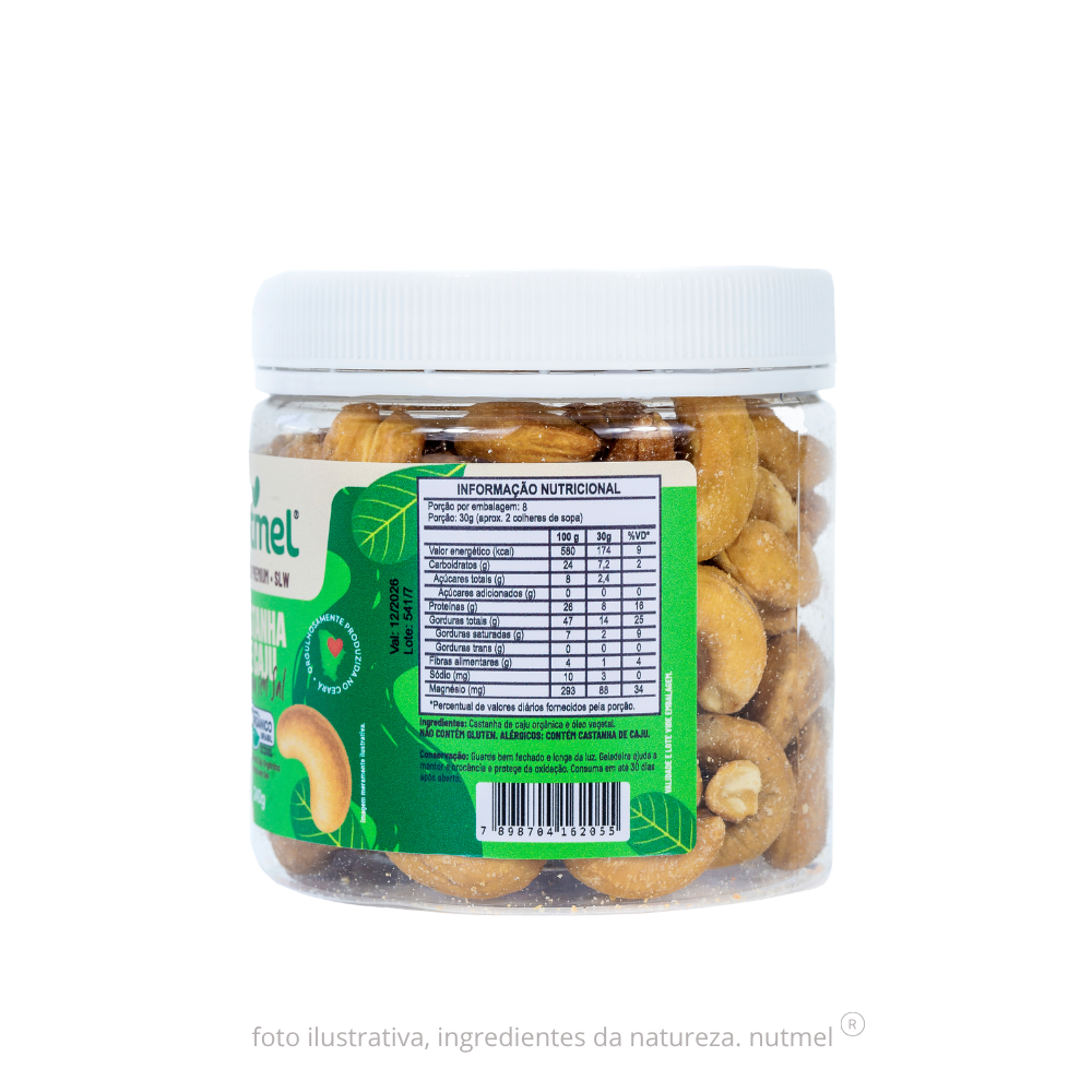 Castanha caju premium orgânica slw torrada sem sal pote 240g
