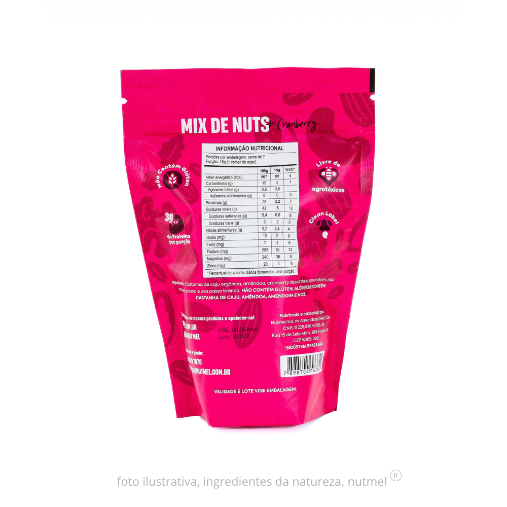 Mix de nuts + cranberries pouch 100g