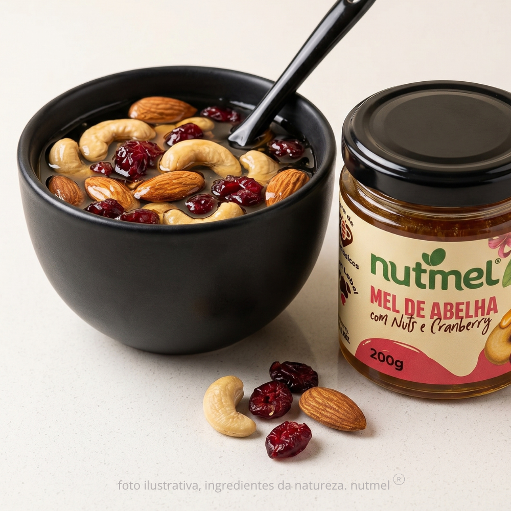 Mel de abelha com nuts e cranberries 200g