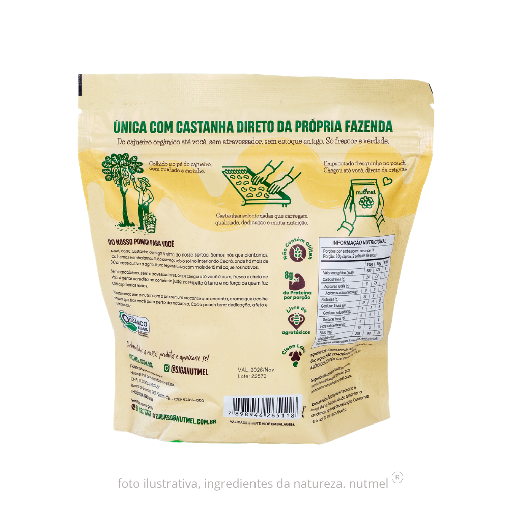 Castanha caju orgânica w1 torrada sem sal pouch 350g