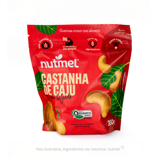 Castanha caju orgânica w1 assada salgada pouch 350g