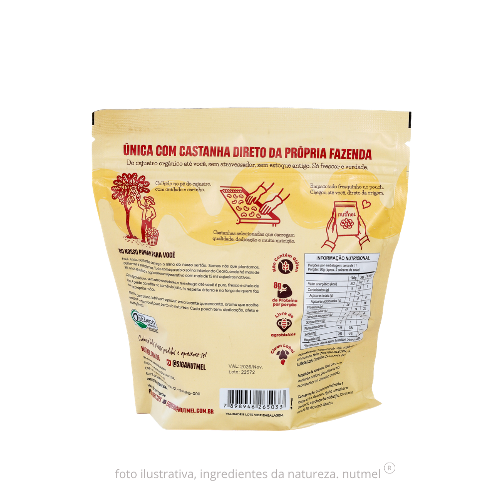 Castanha caju orgânica w1 assada salgada pouch 350g
