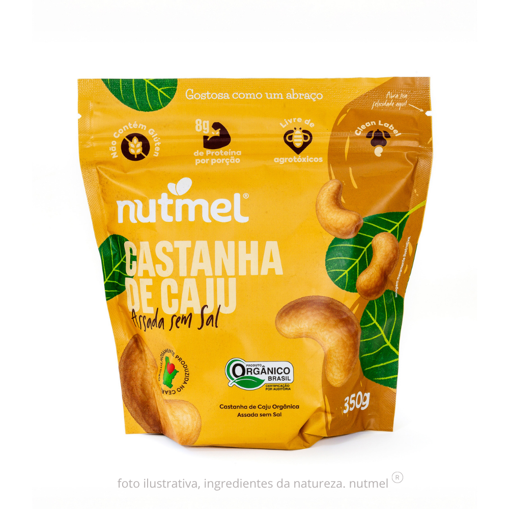 Castanha caju orgânica w1 assada sem sal pouch 350g