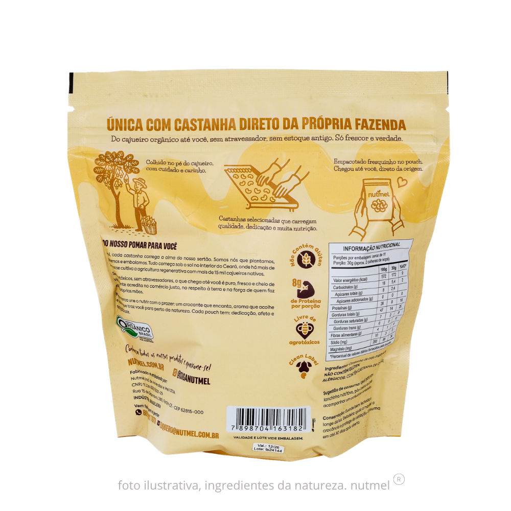 Castanha caju orgânica w1 assada sem sal pouch 350g