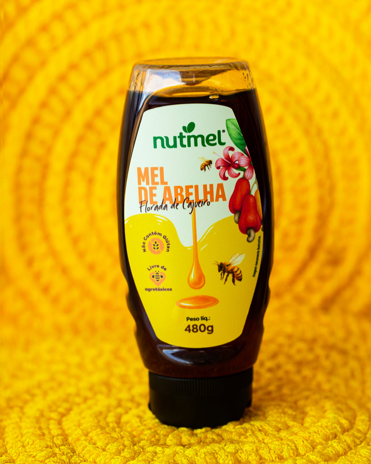 Mel de abelha florada de cajueiro bisnaga 480g